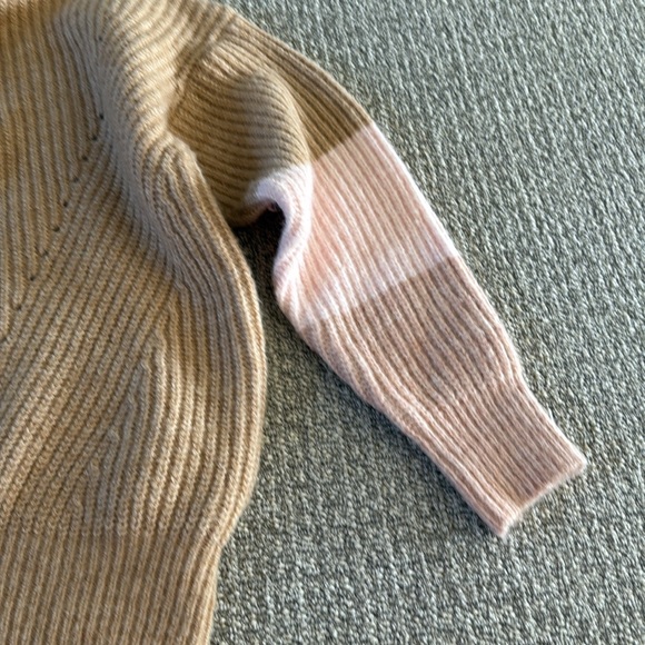 New FRNCH PARIS Beige Knit Hoodie Pink Blush Sweater Sweatshirts M Woman - Picture 4 of 9